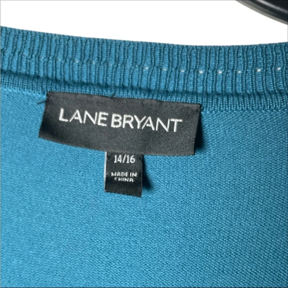 Lane Bryant Teal tiered Ruffle long sleeve lightweight knit sweater size 14/16 - Picture 4 of 5